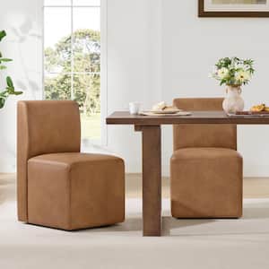 Spruce & Spring Idina Saddle Leather Dining Chairs with Casters