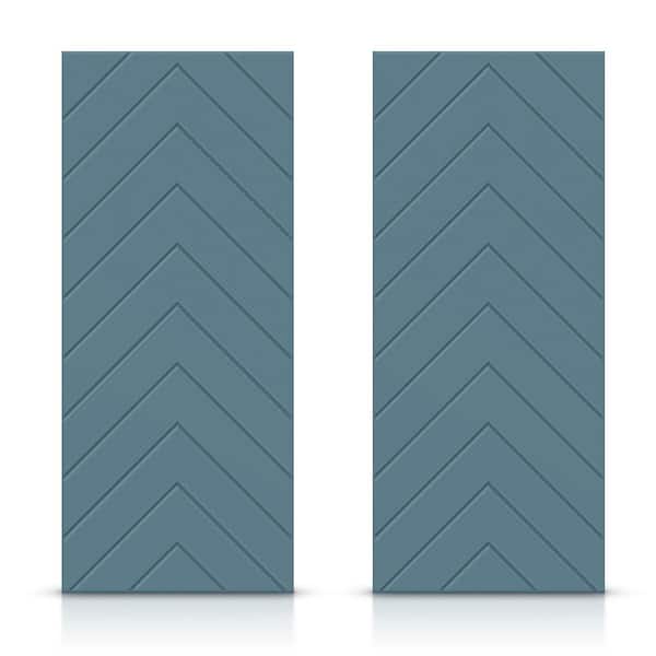 CALHOME 84 in. x 96 in. Hollow Core Dignity Blue Stained Composite MDF Interior Double Closet Sliding Doors