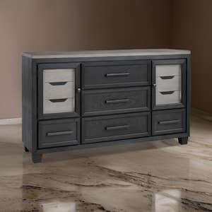 Black 7-Drawers 71 in. Dresser Without Mirror