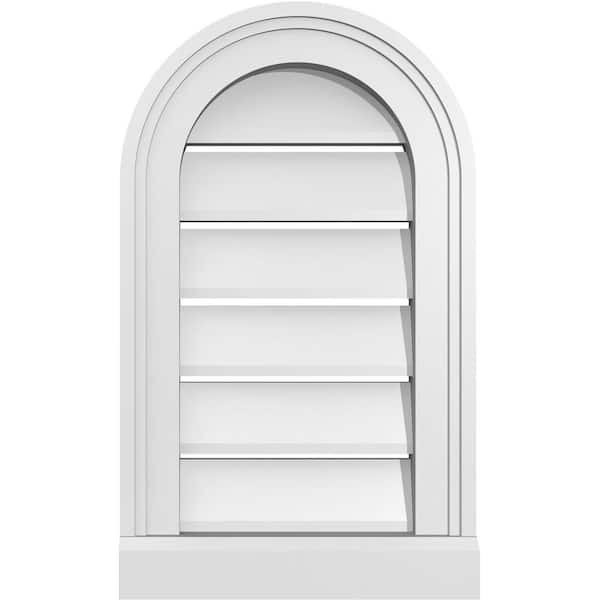 Ekena Millwork 12 in. x 20 in. Round Top White PVC Paintable Gable Louver Vent Functional