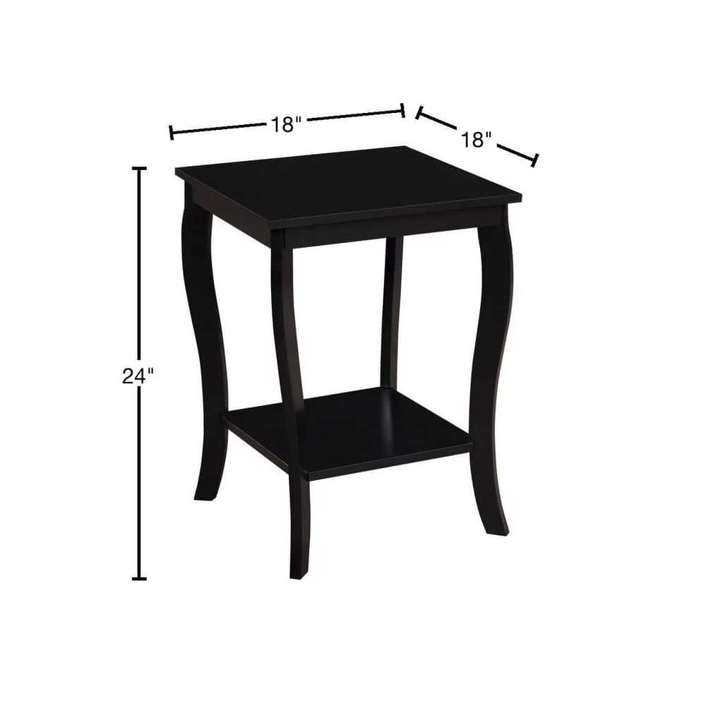 Heritage Square Black Rubberwood Dual-Tier End Table