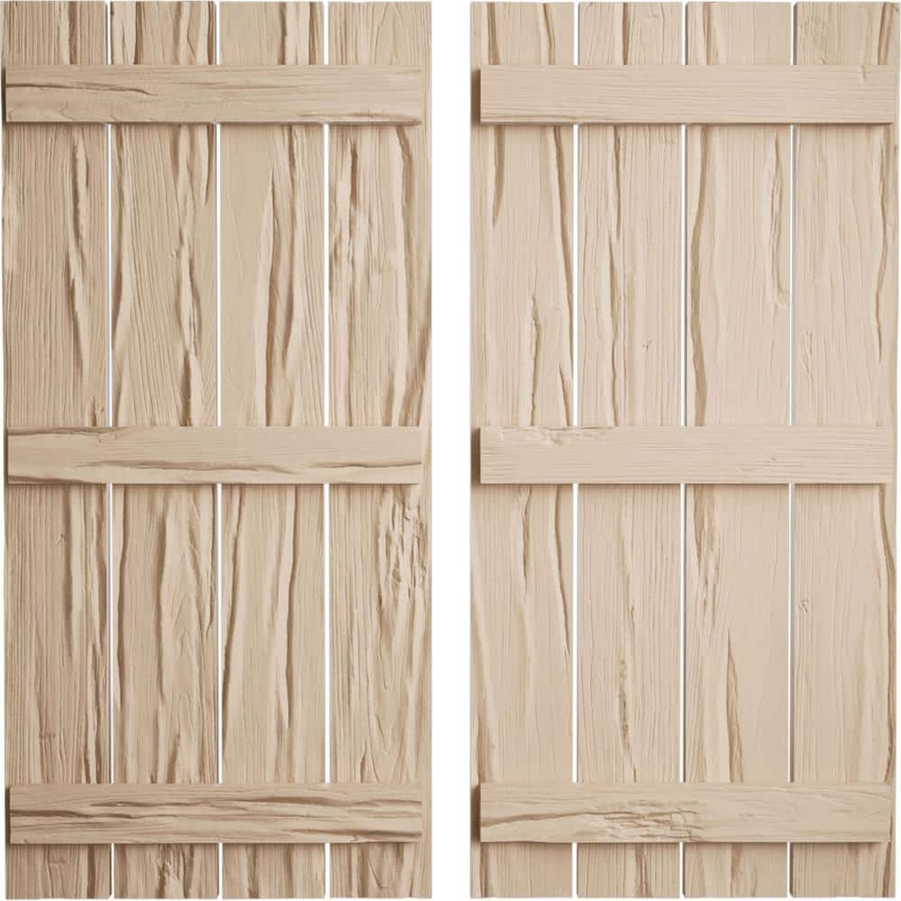 23.5 in. x 64 in. Timberthane Polyurethane 4-Board Spaced Board-n-Batten Riverwood Faux Wood Shutters Pair price history on PriceWatchPro