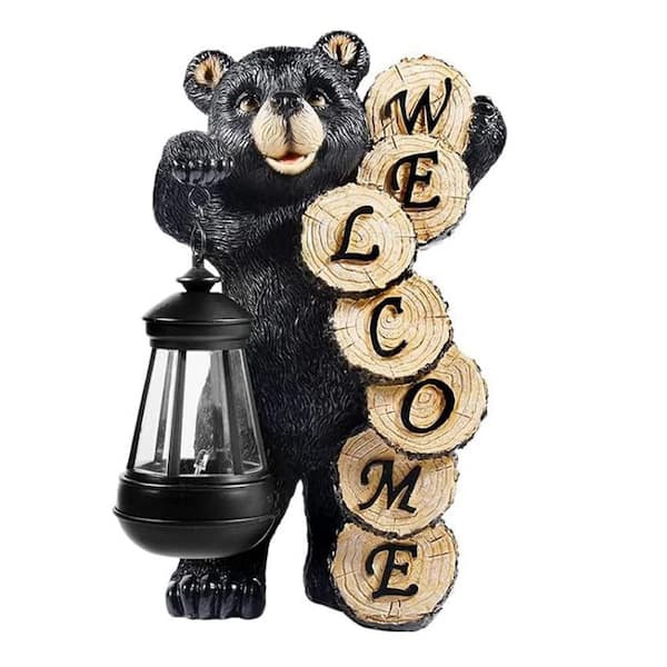 Black Resin Solar Bear Garden Statue Z09J4THL3F - The Home Depot