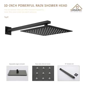 1-Spray Patterns with 1.5 GPM 10 in. 2-Function Wall Mount Round Dual Shower Heads in Matte Black