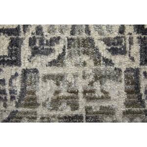9' Round Gray and Ivory Abstract Area Rug