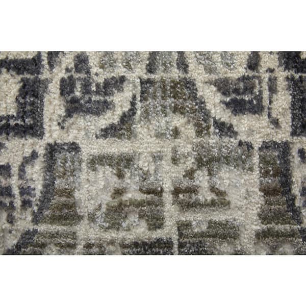 Gray and Ivory Abstract 9 ft. Round Area Rug
