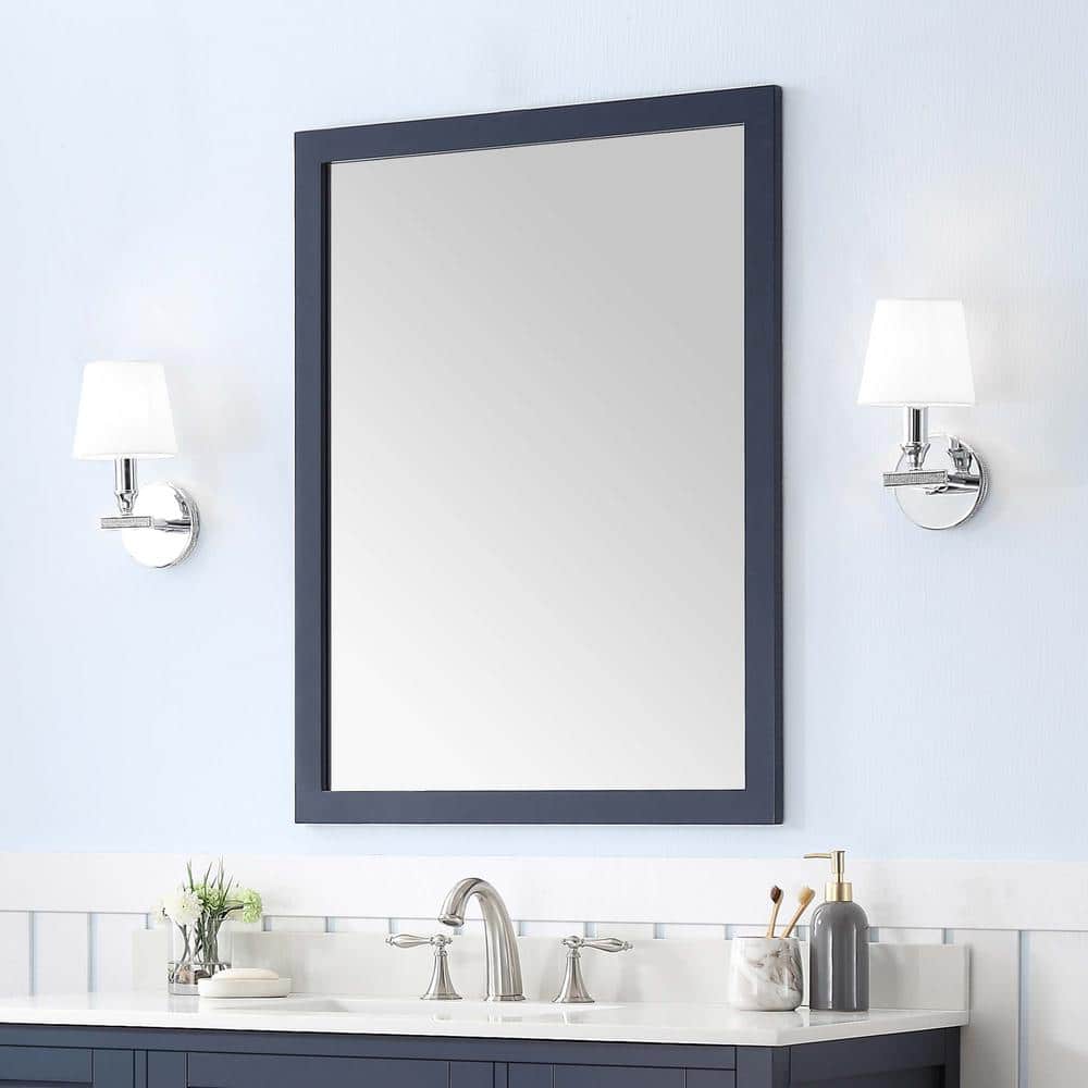 Midnight Blue Rectangular Wood Wall Mirror