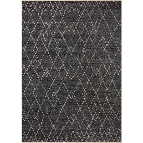 LOLOI II Vance Charcoal/Dove/Ivory 2 ft. 7 in. x 8 ft.  Moroccan Tribal Runner Area Rug