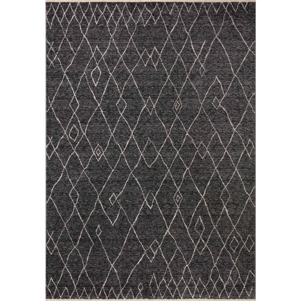 Charcoal and Dove Moroccan Runner Rug, 12' x 3'