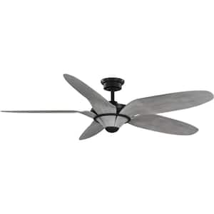 Mesilla 60 in. Indoor/Outdoor Flat Black Urban Industrial Ceiling Fan with Remote Included for Bedroom