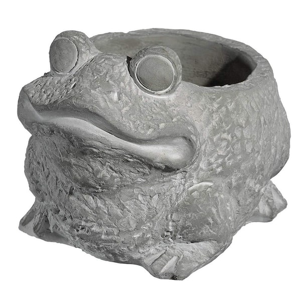 CHG CLASSIC HOME & GARDEN Large Natural Cement Frog Planter