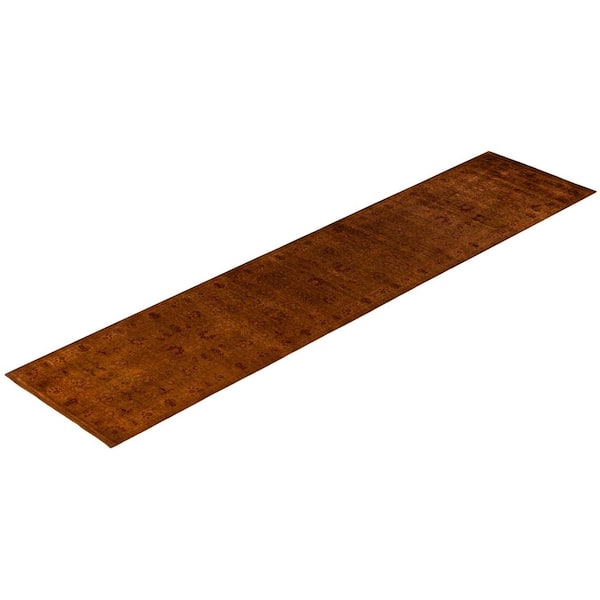 Overdyed Gold 3 x 14 Solid Wool Indoor Runner Rug