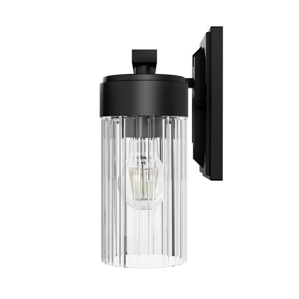 Hunter - Gatz 22.25 in. 3-Light Matte Black Vanity Light with Clear Fluted Glass Shades