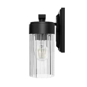 Gatz 22.25 in. 3-Light Matte Black Vanity Light with Clear Fluted Glass Shades