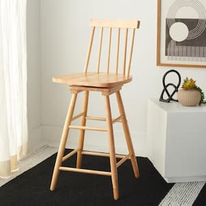 Quai 25 in. Natural Mid Back Wood Frame Swivel Counter Stool