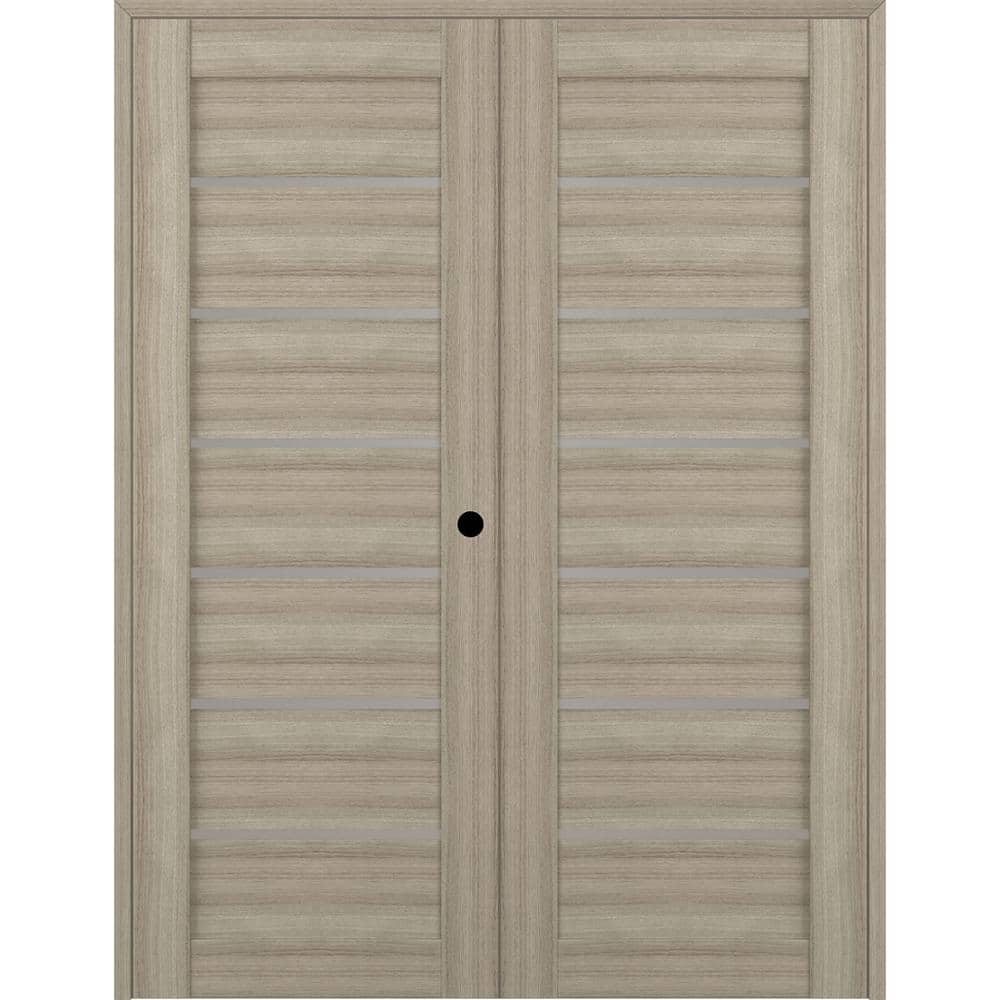 Alba 48 in. x 83.25 in. Left Hand Active 7-Lite Frosted Glass Shambor Finished Wood Composite Double Prehung French Door price history on PriceWatchPro