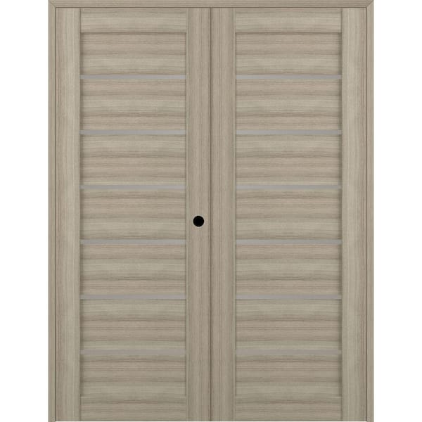 Belldinni Alba 56 in. x 83.25 in. Left Hand Active 7-Lite Frosted Glass Shambor Finished Wood Composite Double Prehung French Door