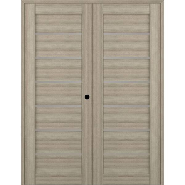 Belldinni Alba 72 in. x 95.25 in. Left Hand Active 7-Lite Frosted Glass Shambor Finished Wood Composite Double Prehung French Door