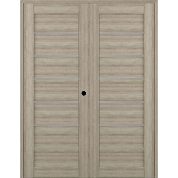 Belldinni Alba 72 in. x 95.25 in. Left Hand Active 7-Lite Frosted Glass Shambor Finished Wood Composite Double Prehung French Door