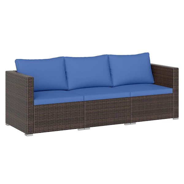 3-Piece Outdoor Patio Sectional Sofa Set with Cushions, Navy