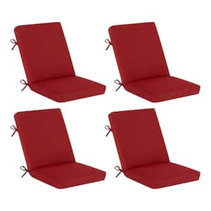 21 in. x 23.5 in. Outdoor High Back Dining Chair Cushion in Chili (4-Pack)