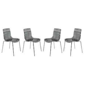 Astor Transparent Black Plastic Dining Chair Set of 4