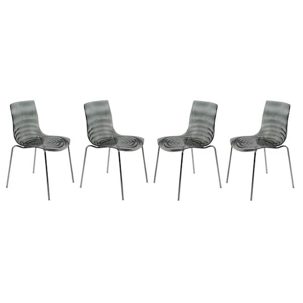 Leisuremod Astor Transparent Black Plastic Dining Chair Set of 4