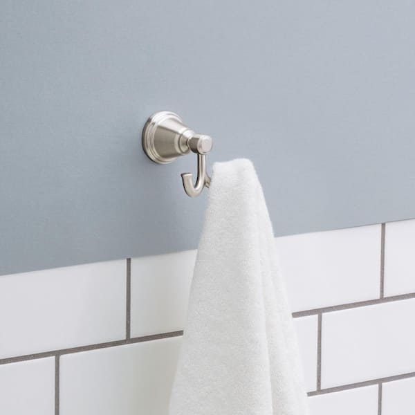 Foundations Design Series J-Hook Double Robe/Towel Hook Bath Hardware Accessory in Brushed Nickel