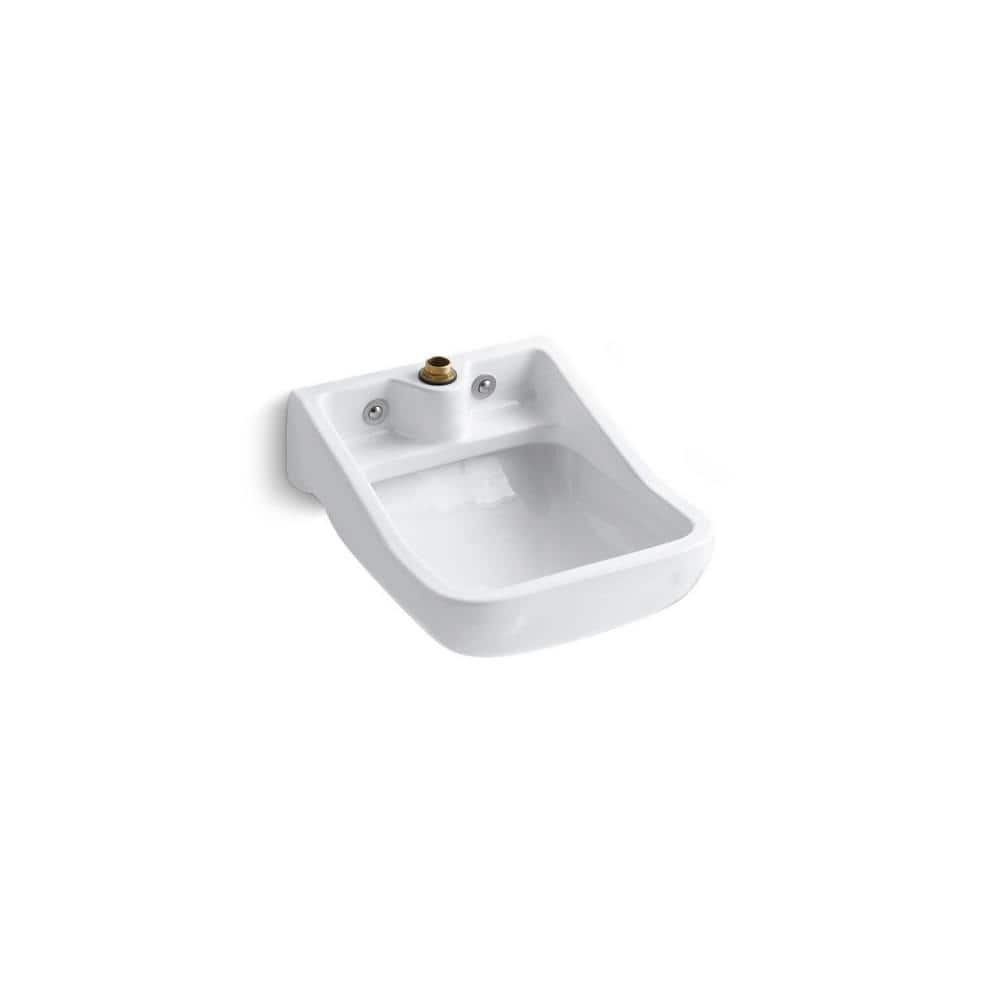 White Vitreous China Wall-Mounted Single Bowl Utility Sink