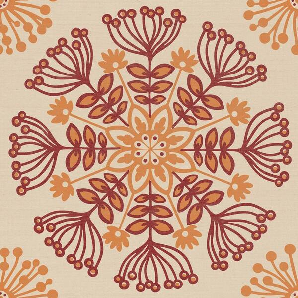 The Wallpaper Company 8 in. x 10 in. Swedish Floral Red/Ochre Wallpaper Sample