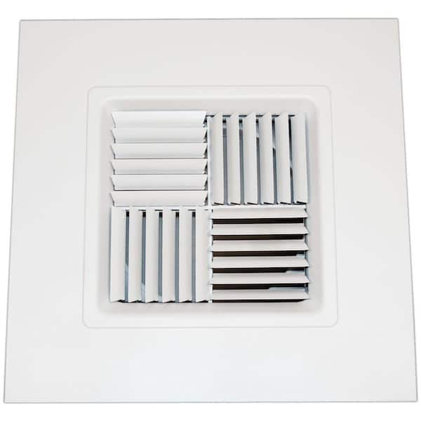 SPEEDI-GRILLE 24 in. x 24 in. to 10 in. T-Bar Modular Core 4-Way Ceiling Register, White