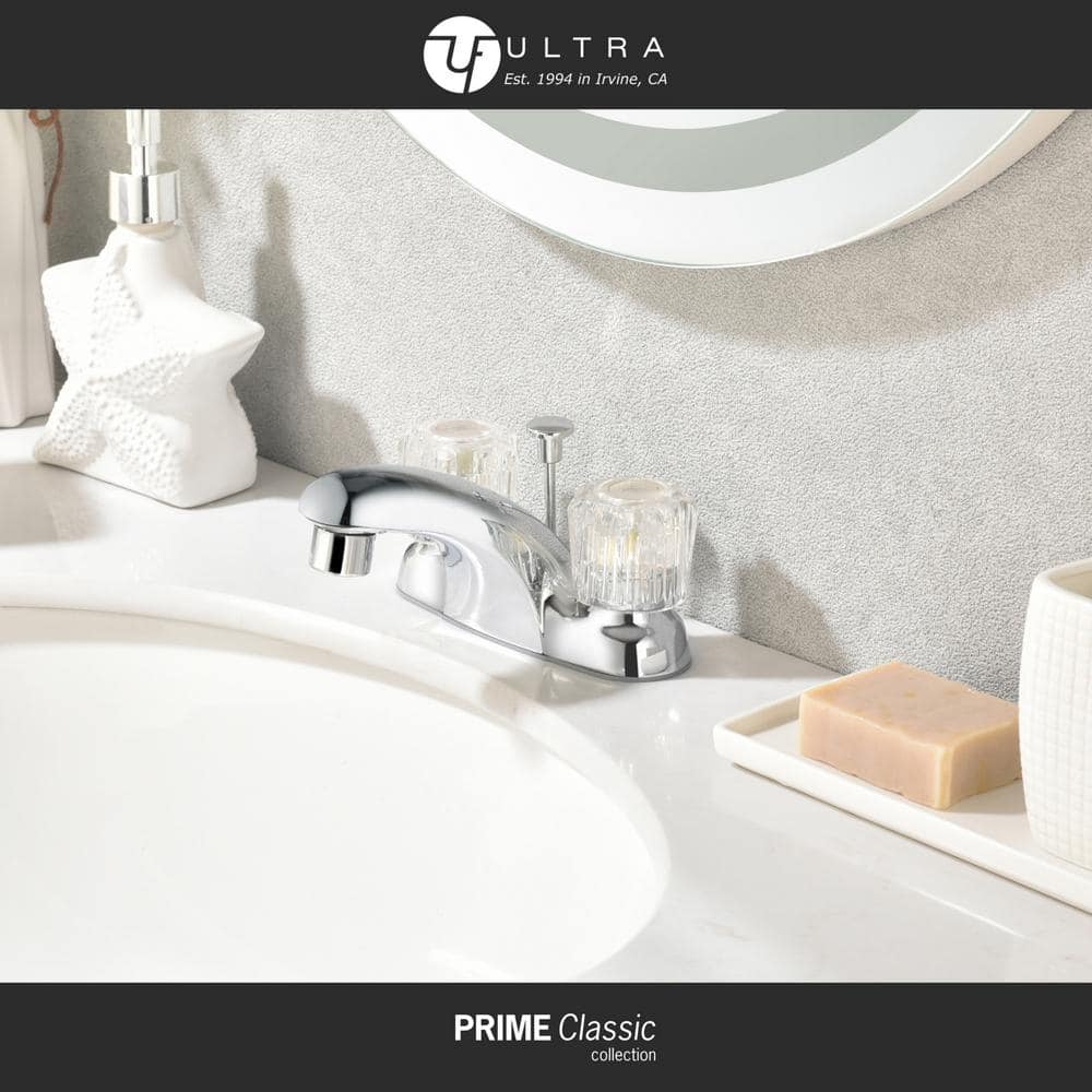 Polished Chrome Classic Double-Handle Bathroom Faucet