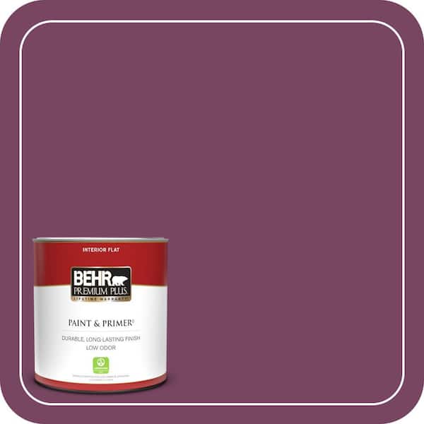 BEHR PREMIUM PLUS 1 qt. #690B-7 Plum Jam Flat Low Odor Interior Paint & Primer