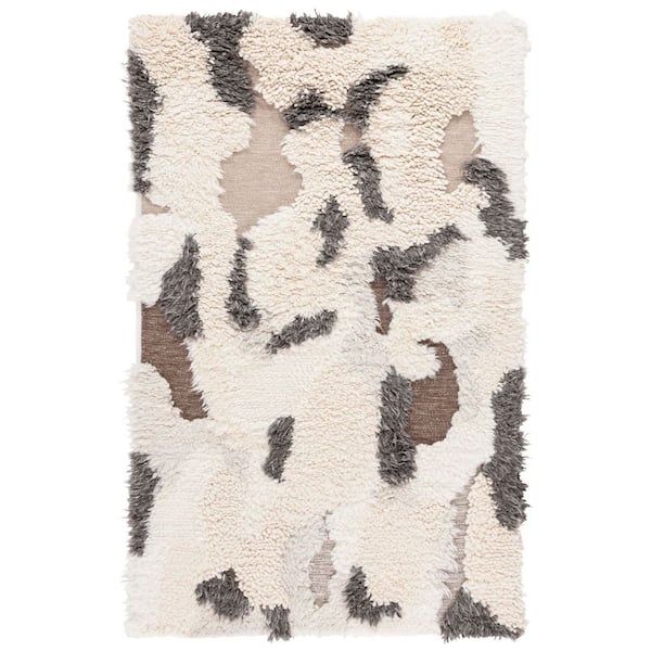 Casablanca Shag 8 ft. x 10 ft. Ivory/Gray High-Low Abstract Area Rug