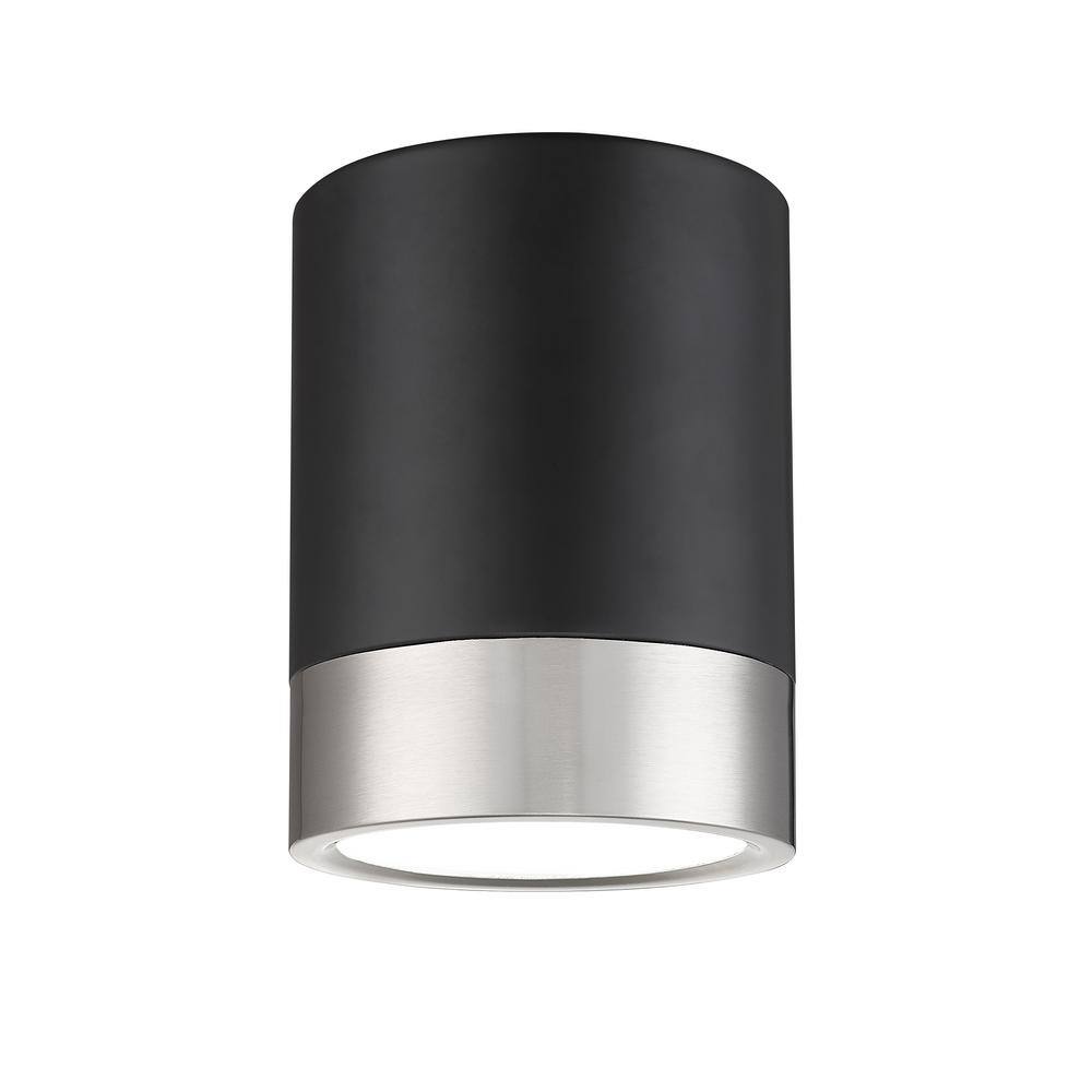 Algar 6 in. Matte Black Plus Brushed Nickel Integrated LED Flush Mount with