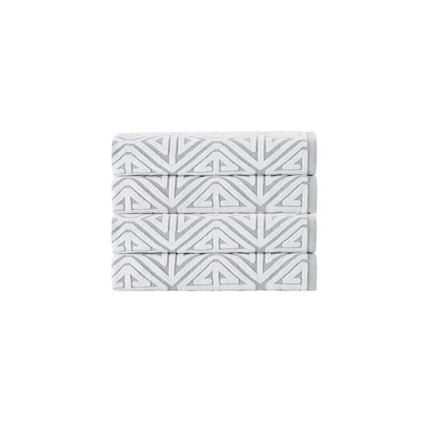 Enchante Home Glamour 4 pcs Silver Turkish Cotton Hand Towels