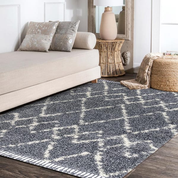 Grey Off White Small Extra Large Soft Thick Trellis Shaggy Floor Mat Rugs  Cheap