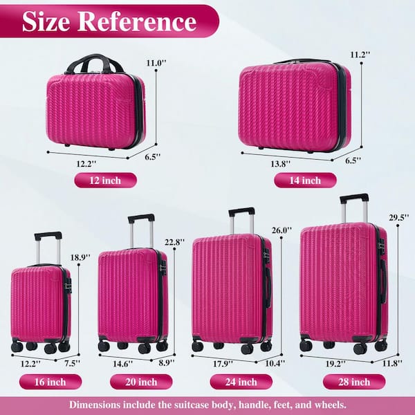 濃ピンク12、スカイへり20m Merax 6 or more Bags 6-Piece Dark Pink ABS Hardshell 12,14,16,20