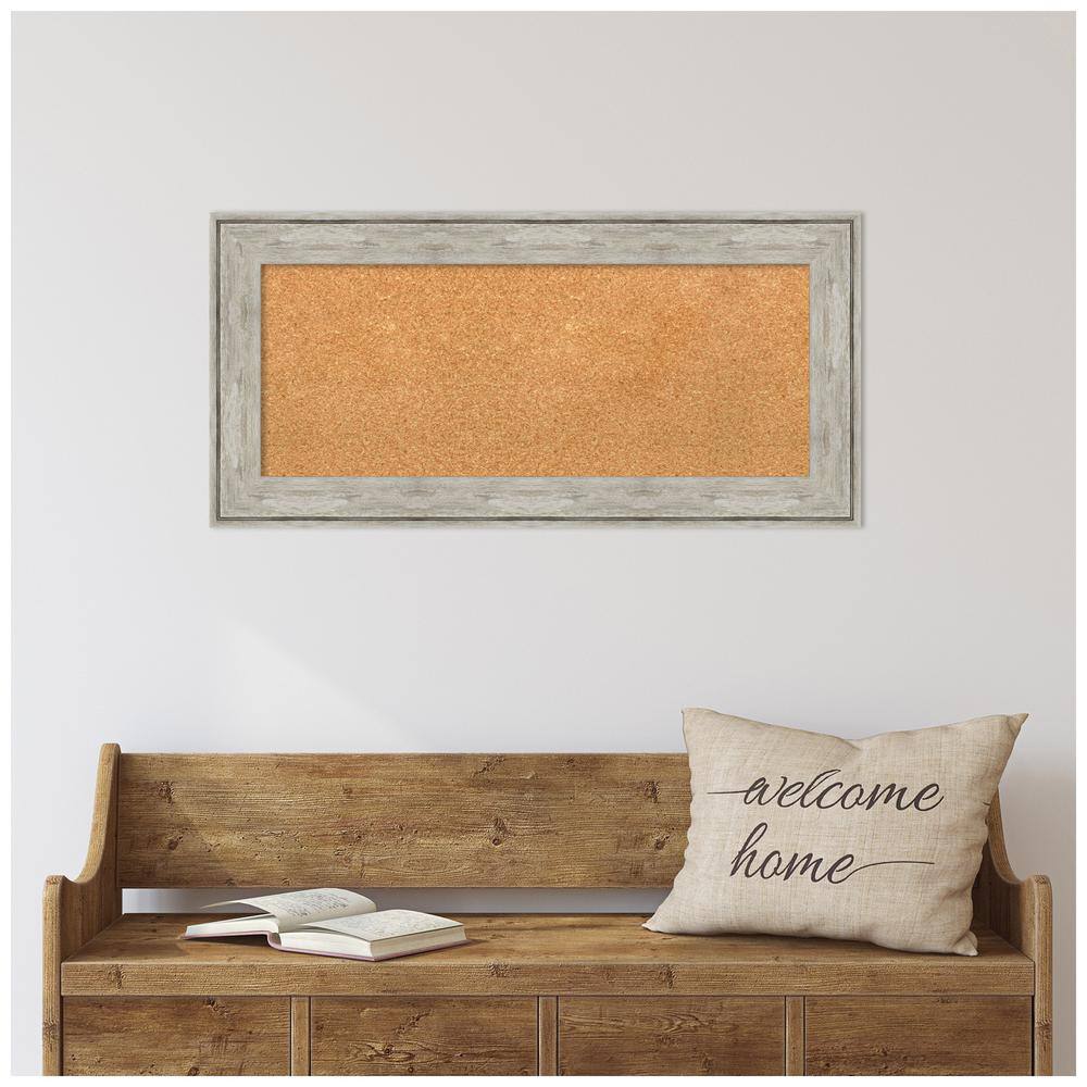 Natural Cork Board with Crackled Metallic Frame, 35" x 17"