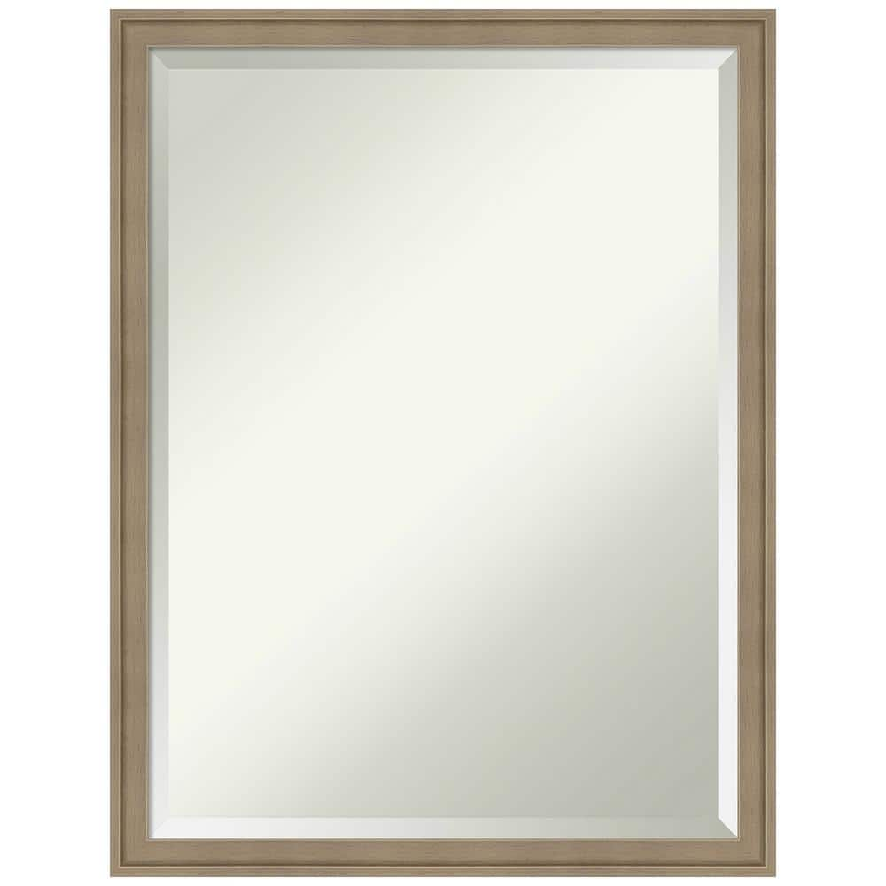 Florence Light Brown 19.75 in. x 25.75 in. Beveled Casual Rectangle Framed Bathroom Wall Mirror in Brown -  Amanti Art, A38868100342