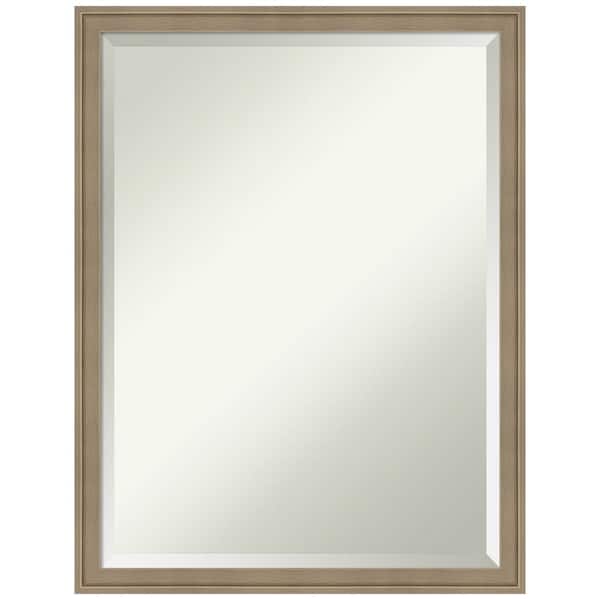 Amanti Art Florence Light Brown 19.75 in. x 25.75 in. Beveled Casual Rectangle Framed Bathroom Wall Mirror in Brown