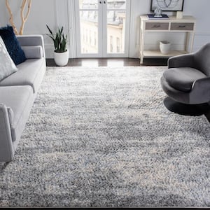 Berber Shag Gray/Cream 10 ft. x 14 ft. Distressed Solid Color Area Rug