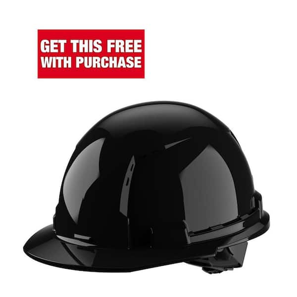 BOLT Black Type 1 Class C Front Brim Vented Hard Hat with 4-Point Ratcheting Suspension