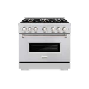 Classic 36 in. 6-Burner Dual Fuel Range with Convection Oven and Brass Burners in Stainless Steel