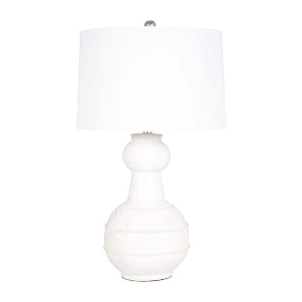 Liv & Skye 28 in. White Ceramic Bottle Table Lamp with Metal Base