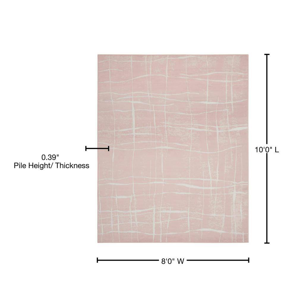 Whimsicle Pink Ivory 8' x 10' Abstract Synthetic Area Rug