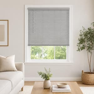 Cordless Vinyl Mini Blinds, Light Filtering, 1 in. Slats, Gloss Gray, 63 in. W x 60 in. L