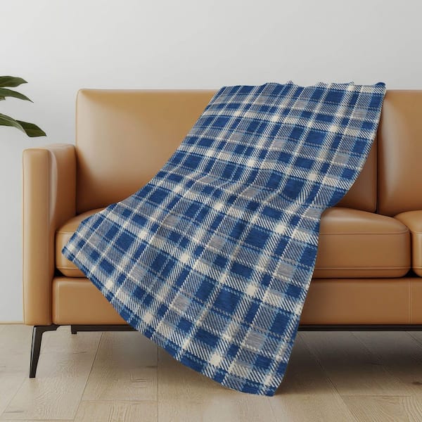 Premium Machine Washable ASB563 Navy 50 in. x 70 in. Sherpa Throw Blanket