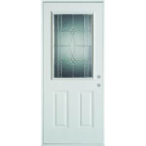 32 in. x 80 in. Diamanti Classic Zinc 1/2 Lite 2-Panel Painted White Left-Hand Inswing Steel Prehung Front Door
