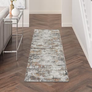 Tangra Grey/Multi 2 ft. x 8 ft. Abstract Geometric Contemporary Kitchen Runner Area Rug
